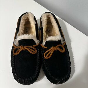 UGG Black Suede Moccasin Slippers